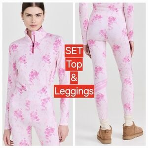 Set- Bogner Loveshackfancy Margo First Quarter Zip Top & Lovely leggings Magenta